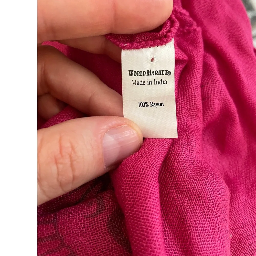 Magenta Pink Om Symbol Rayon Scarf Sunburst Print India World Market